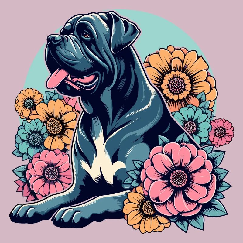 Cane Corso Retro Pastel Fleurs