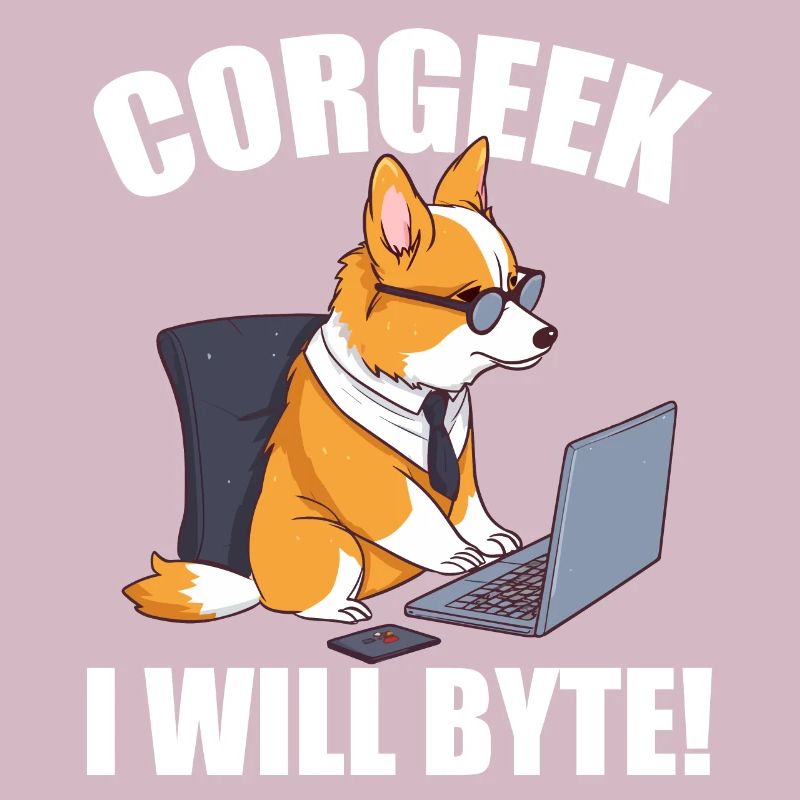 Corgi mit Brille I Will Byte Computerfreak Corgeek