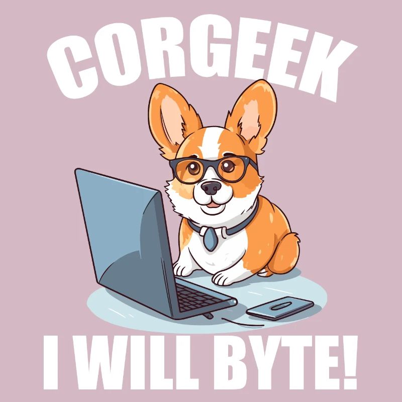 Corgi with glasses I Will Byte computer geek Corgeek
