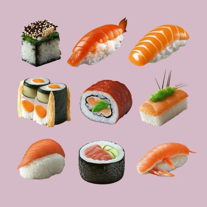 Différentes variantes de sushis