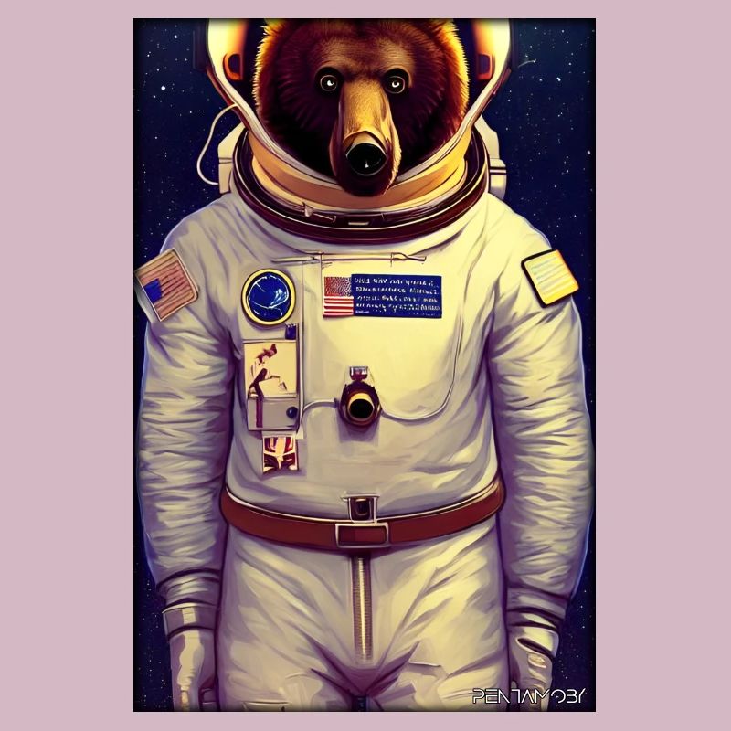 Bear Wildlife Astronaut Future Sci-Fi Technology