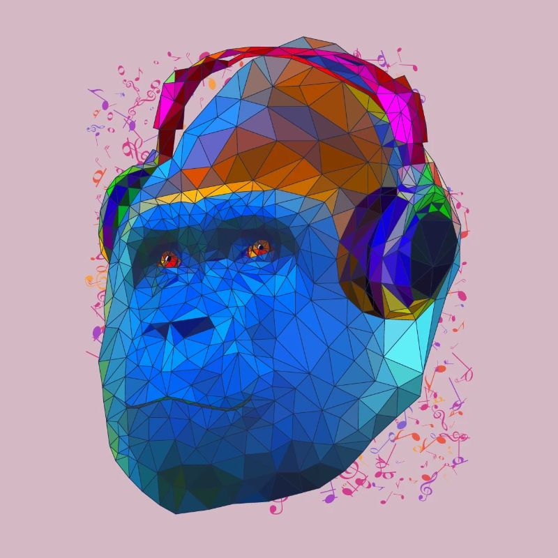 Gorille avec casque Low Poly Pop Art
