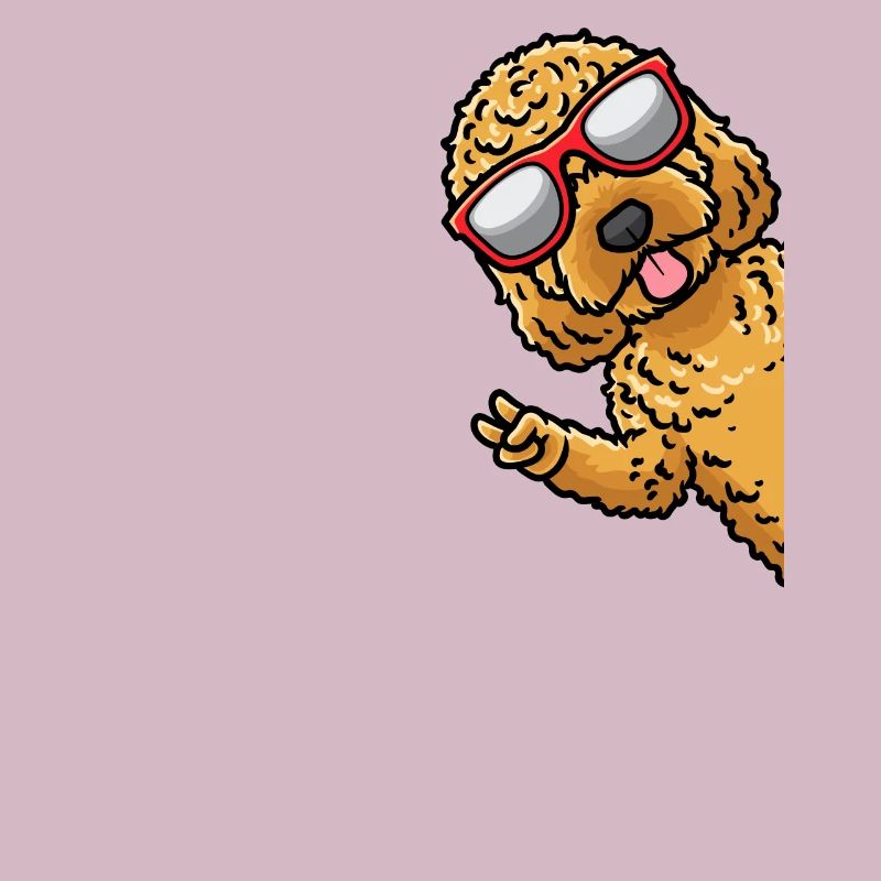 Cockapoo dog with sunglasses from side