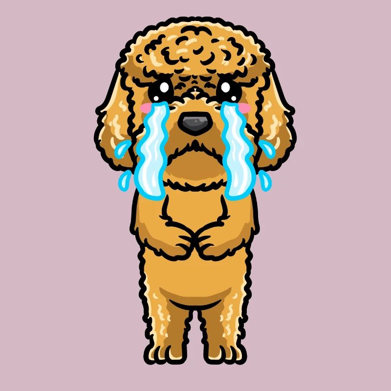 Kawaii Cockapoo Dog Sad Crying Emoticon