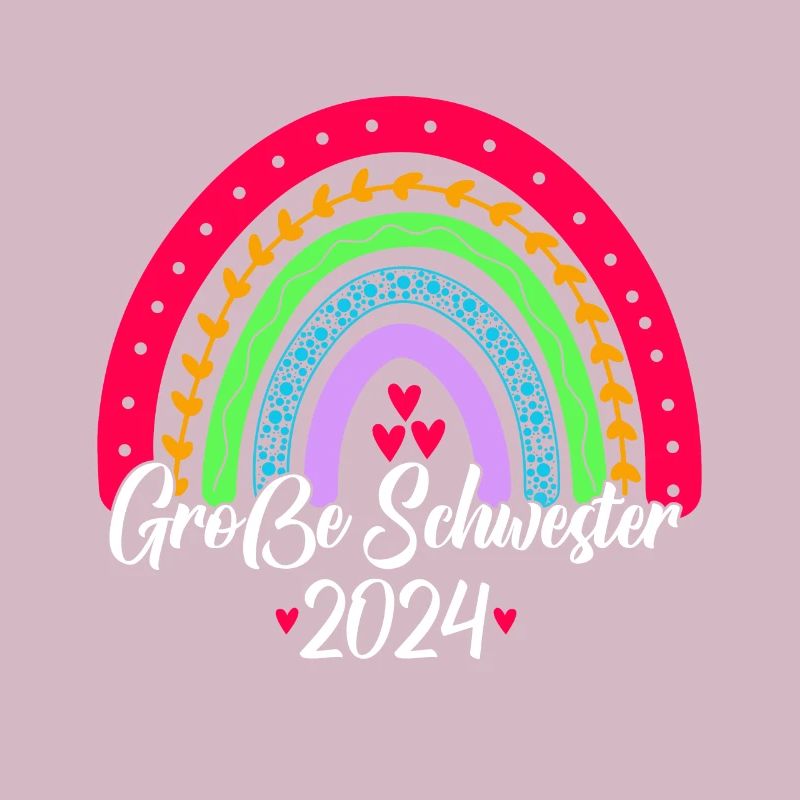 Große Schwester 2024 Boho Regenbogen Design