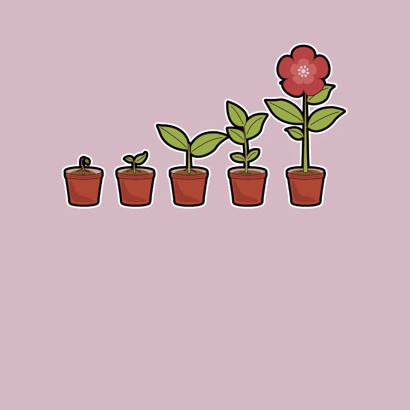Evolution einer Blumen im Topf blühend