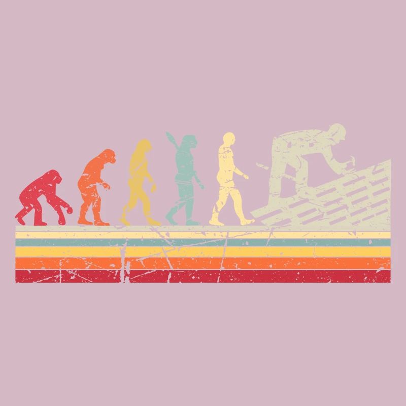 Roofer Human Evolution Retro Vintage Construction