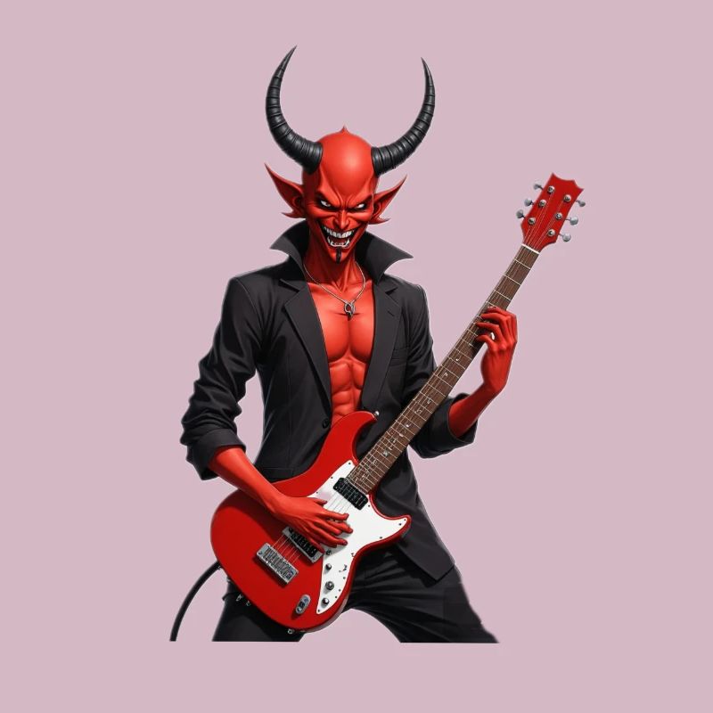 Teufel mit roter E-Gitarre