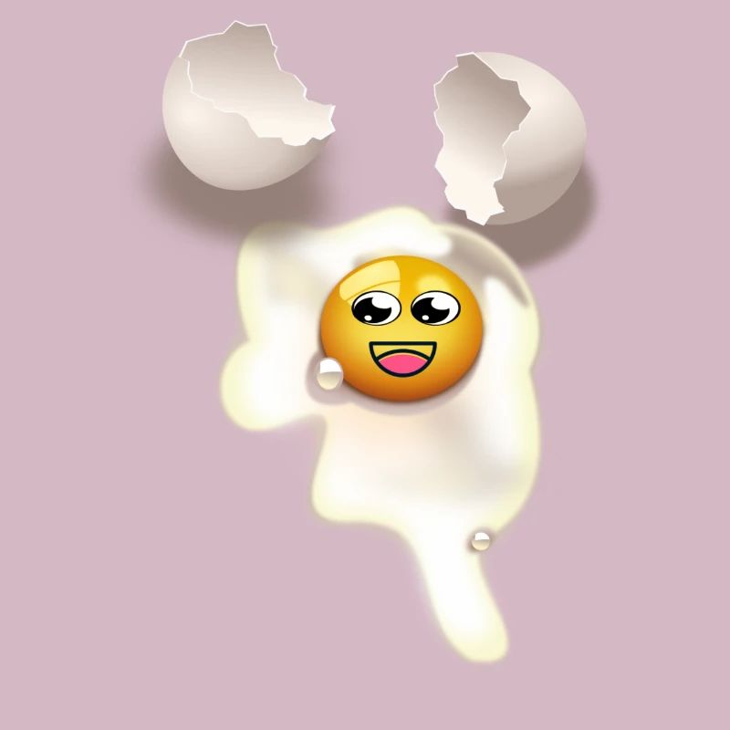 Fried egg with and broken eggshell