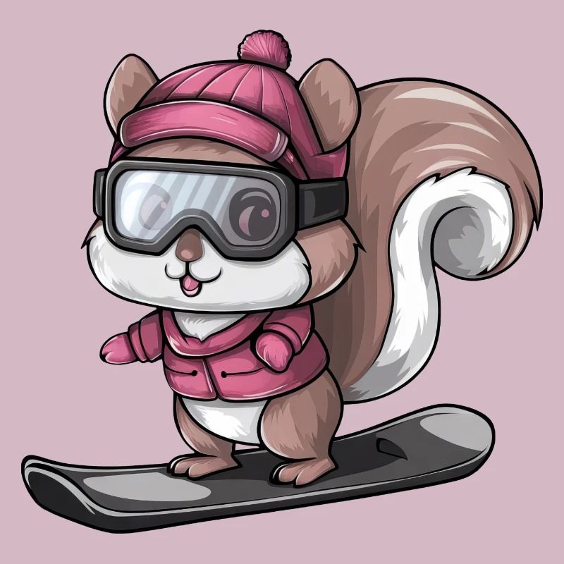 Cooler Eichhörnchen Snowboarder Wintersport
