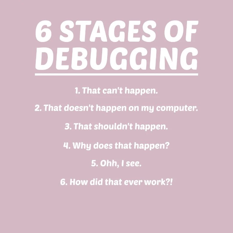 6 Stages Of Debugging Coder Programmer Software De