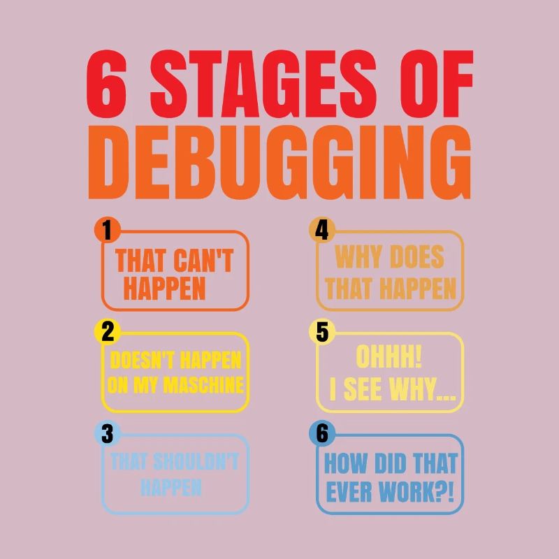 6 Stages Of Debugging Coder Programmer Software De