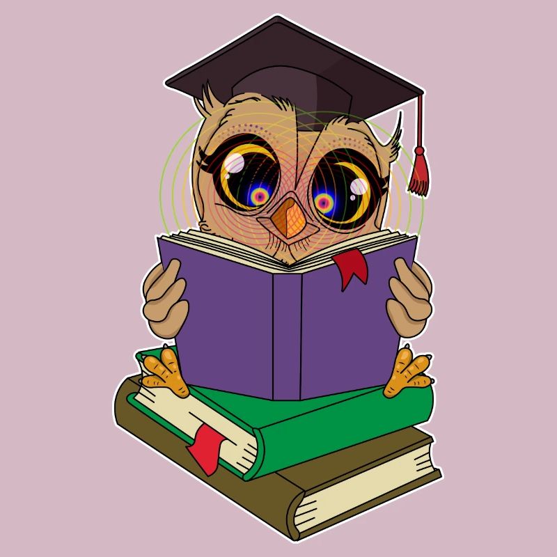 Lese Eule mit Büchern