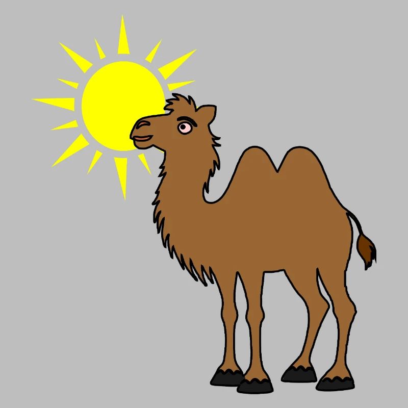 Kamel mit Sonne in der Wüste