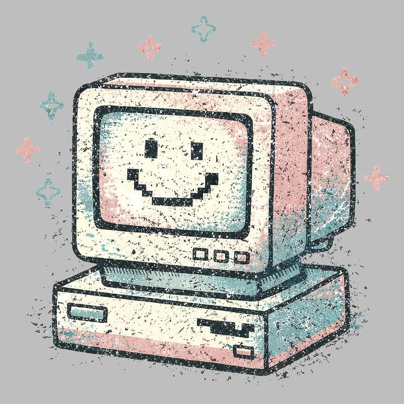 Süßer Retro-Computer Vintage 80s Tech Style