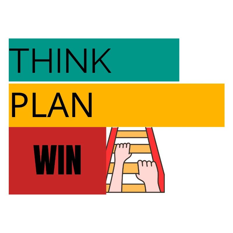 DENK NACH · PLAN · WIN – Motivations-T-Shirt