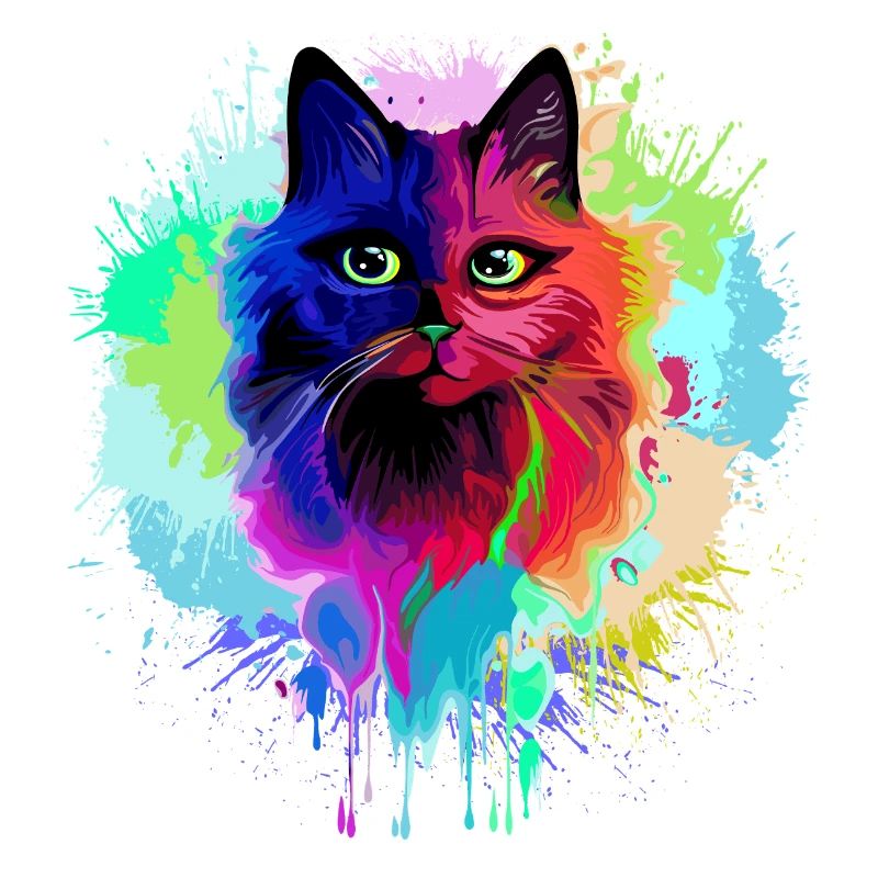Cat Psychedelic Trippy Paint Splats