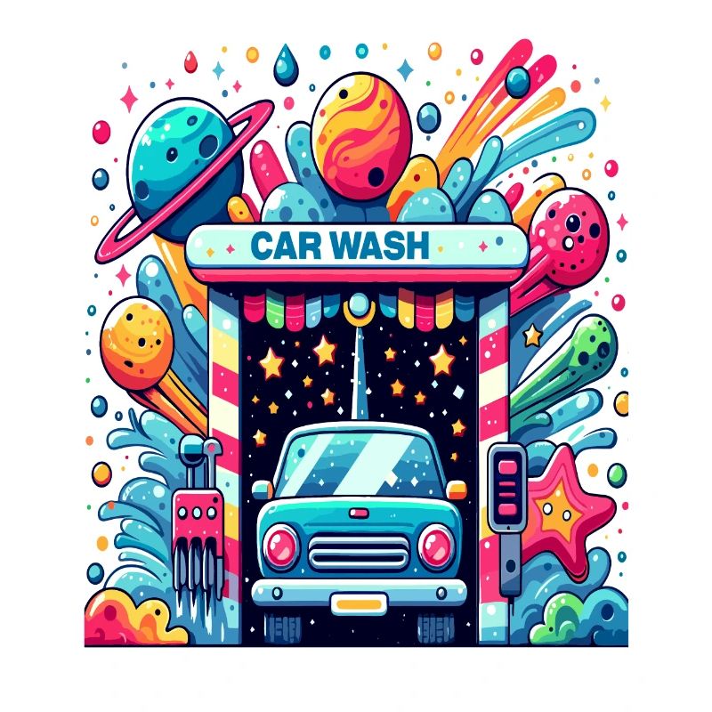 Auto Waschanlage Comic Style