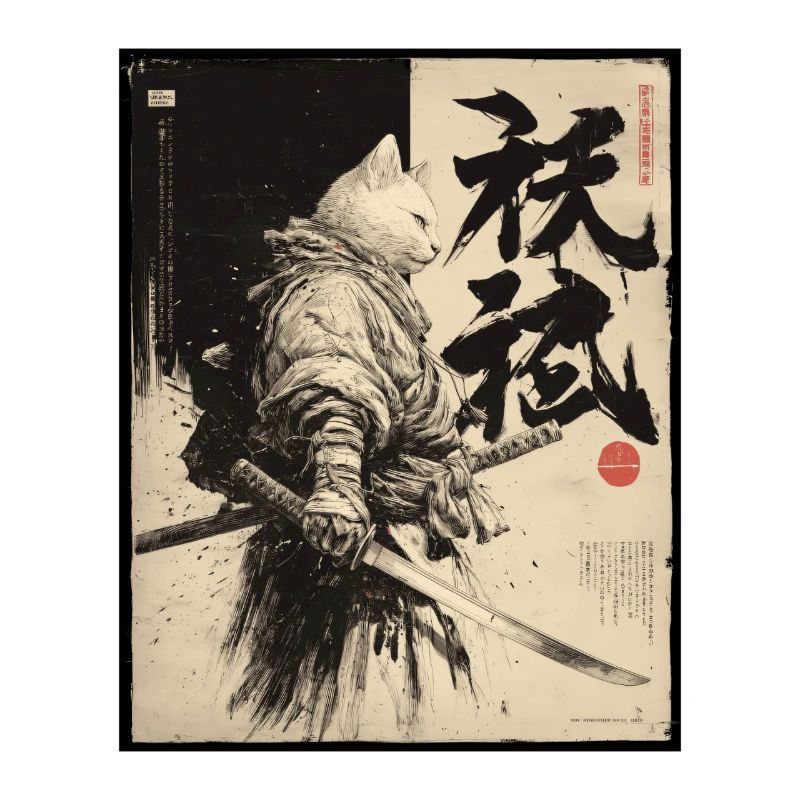 Samurai Katze, Japanischer Krieger & Kämpfer