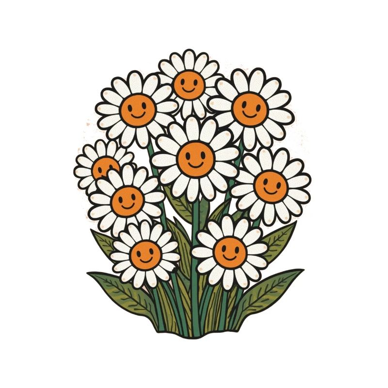 Fröhliche Blumen mit Smileys