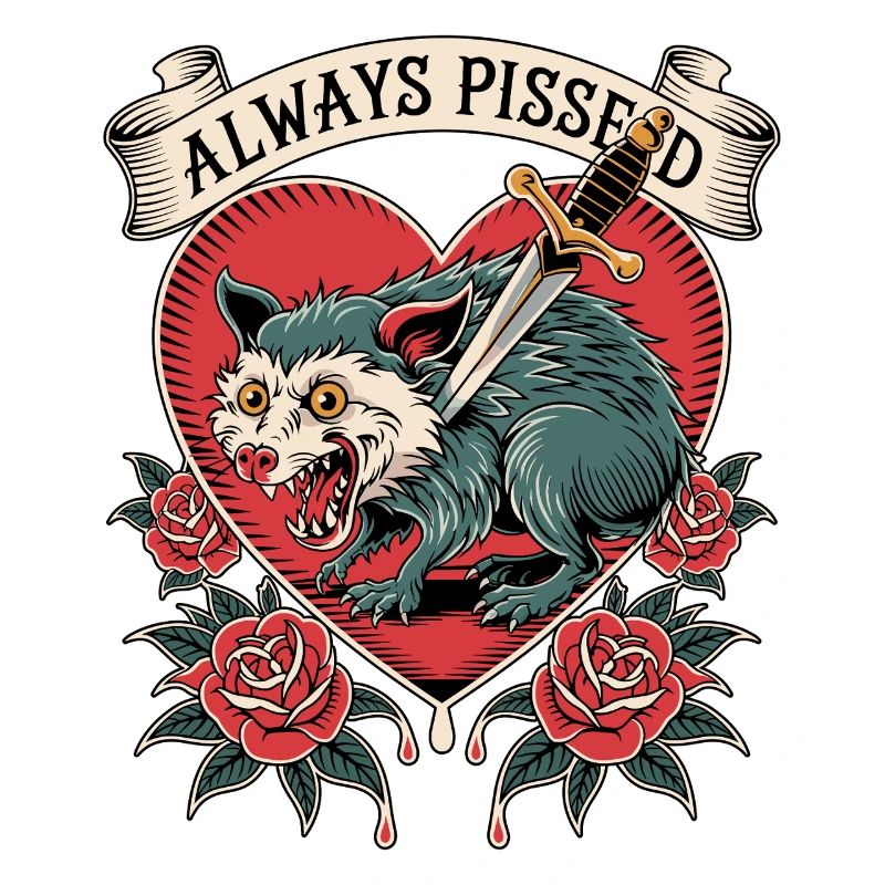 Wütender Wolf Herz Tattoo Stil