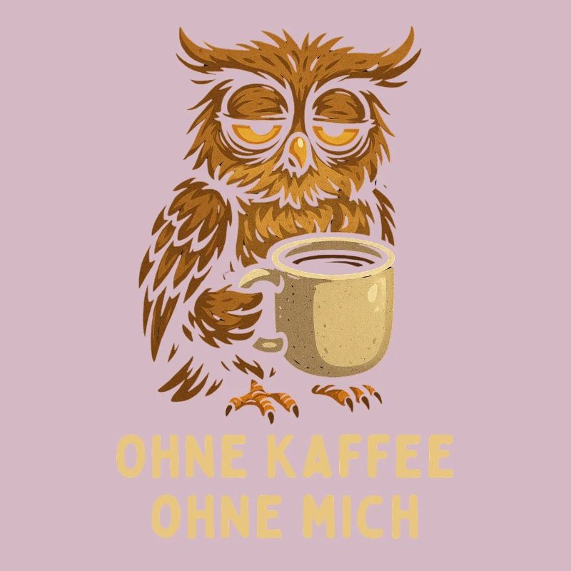 Nickernde Eule mit Kaffee