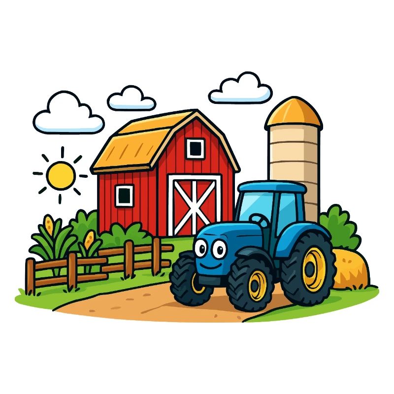 Lustiger Bauernhof mit Traktor