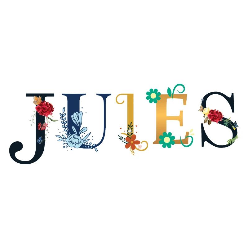 Le nom de JULES est orné de fleurs