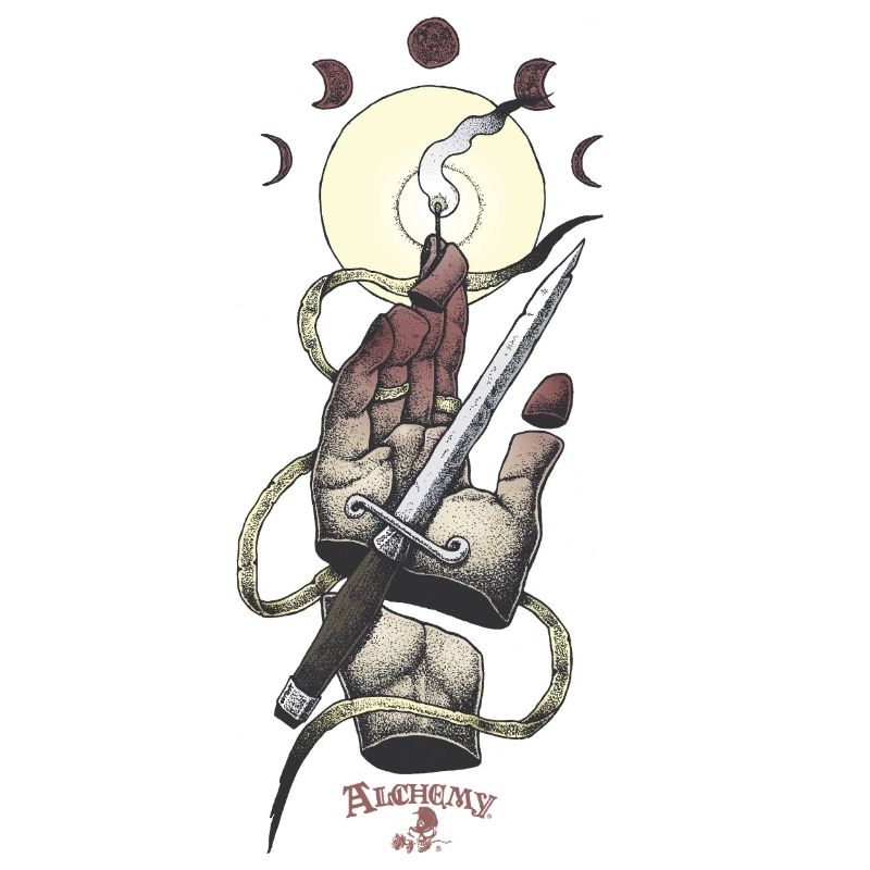 Alchemy England Symbol: Hand, Daggers, Light