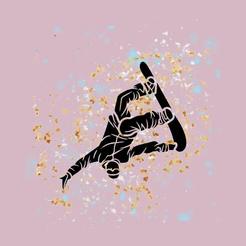 Blue-gold splashed snowboard