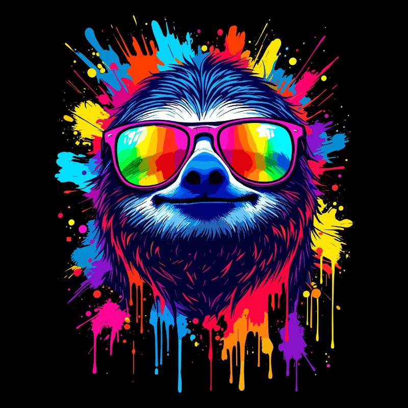 Faultier Bunt Pop Art Regenbogenfarben