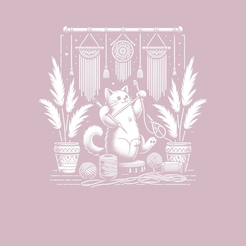 Drôle de macramé chat artiste macramé