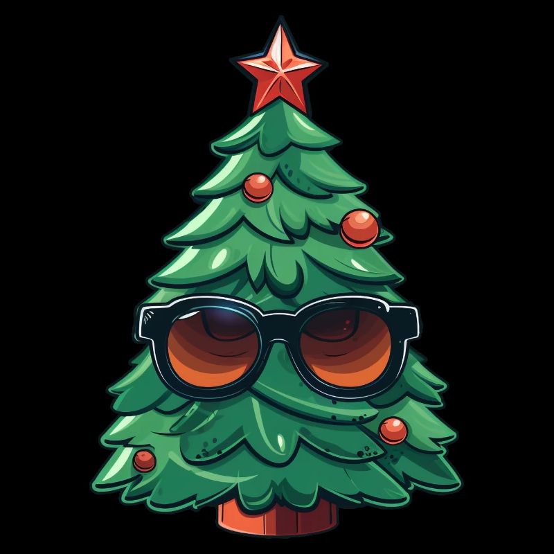 Funny Christmas tree with cap logo design