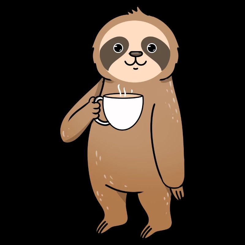 Faultier trinkt Kaffee