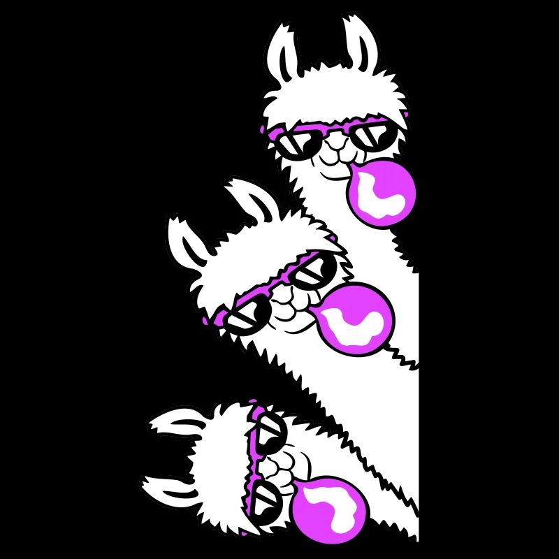 3 Llamas Chewing Gum Team Crew Friends Looking Sideways