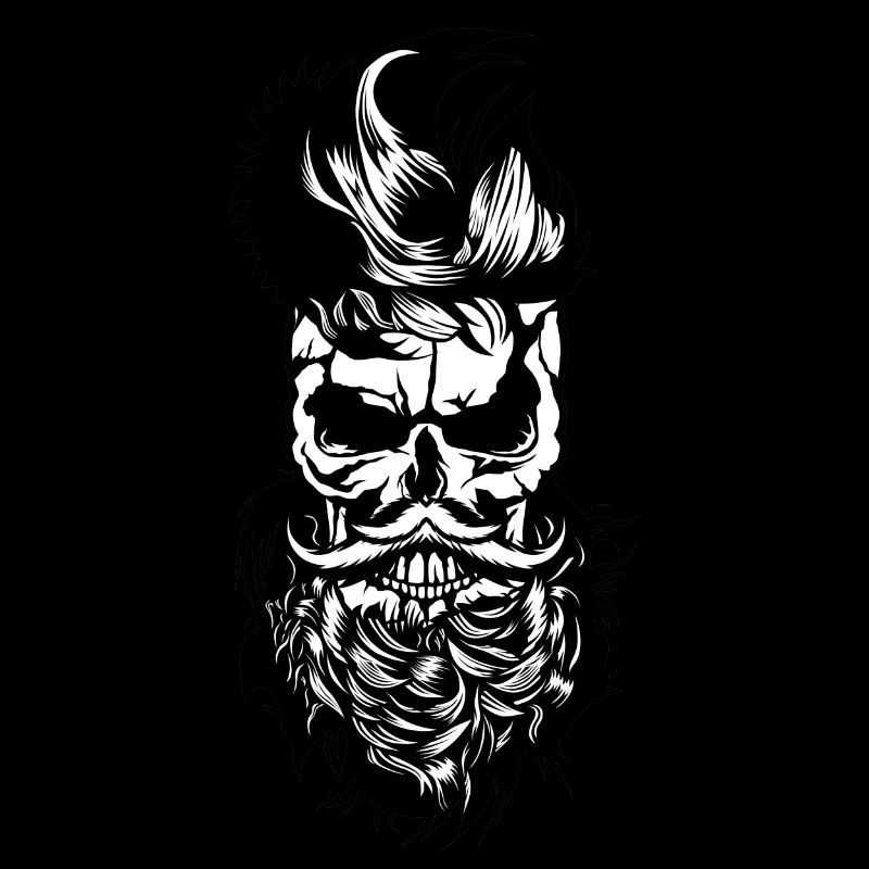 Kopf des Todes Hipster Schädel bärtiger Bart Schnurrbart m