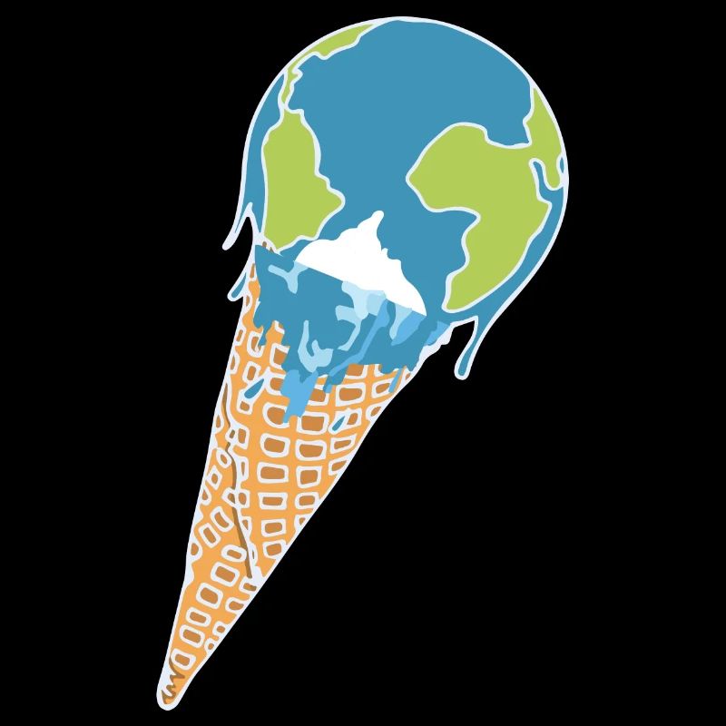Melting earth as ice cream in a waffle