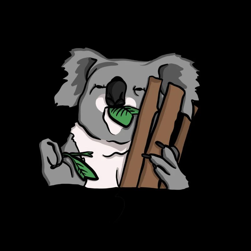 Koala eats