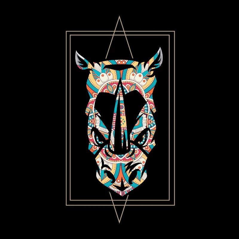 Mandala leaf face rhinoceros gift