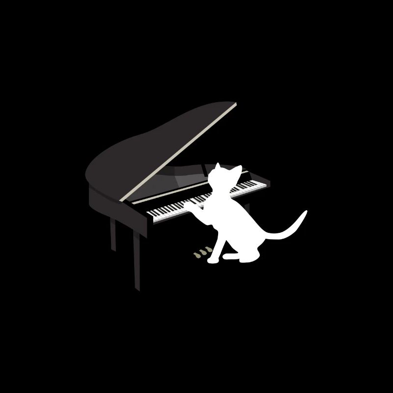 Chat joue du piano.