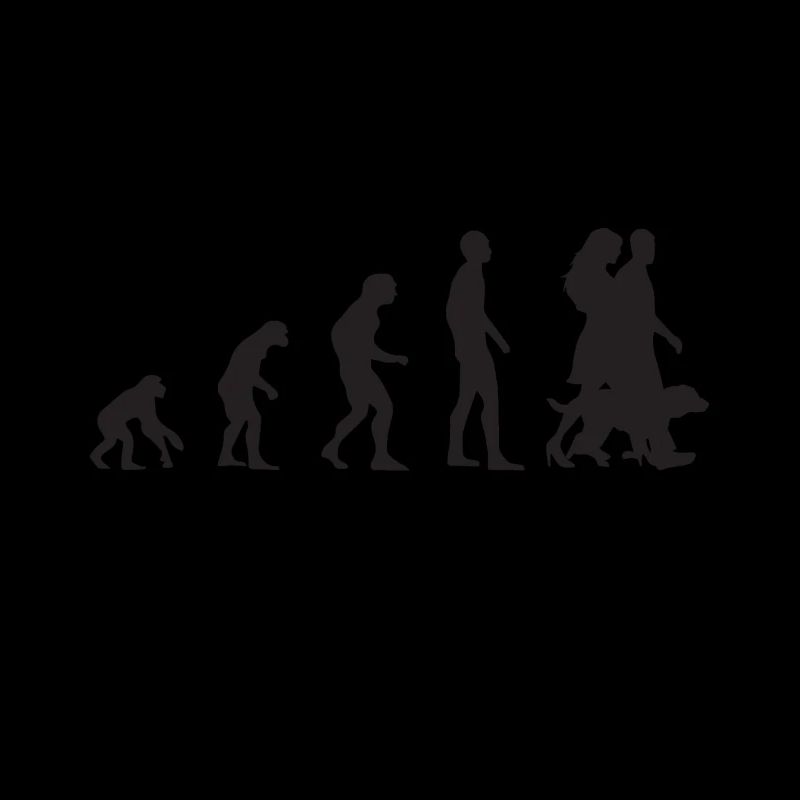 Evolution Ehepaar mit Hund Motiv in schwarz