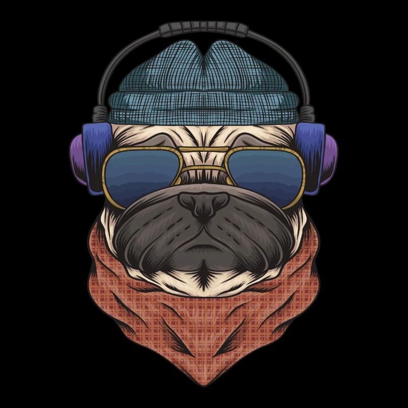 Cooler Mops DJ mit Kopfhörergeschenk für DJs oder Mops