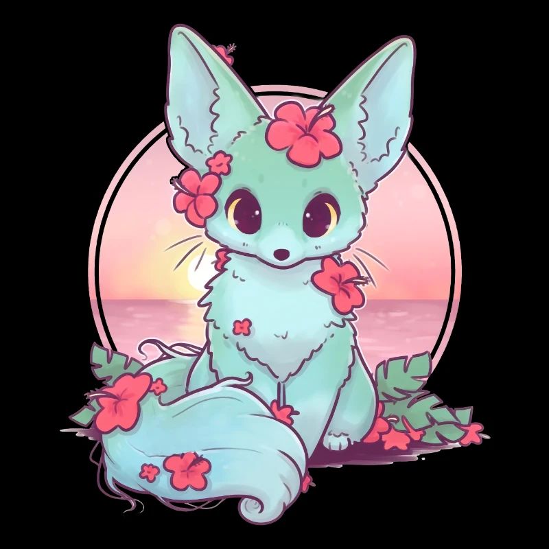 Kawaii Fox Cat am Strand