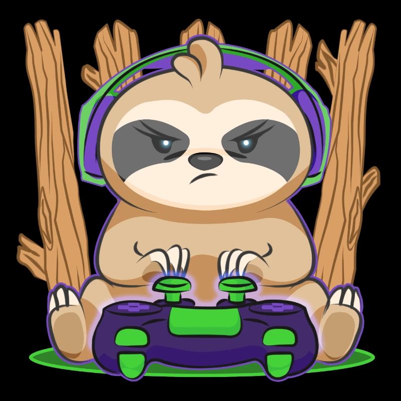 Gamer Sloth Zocker Gaming Video Game Computer