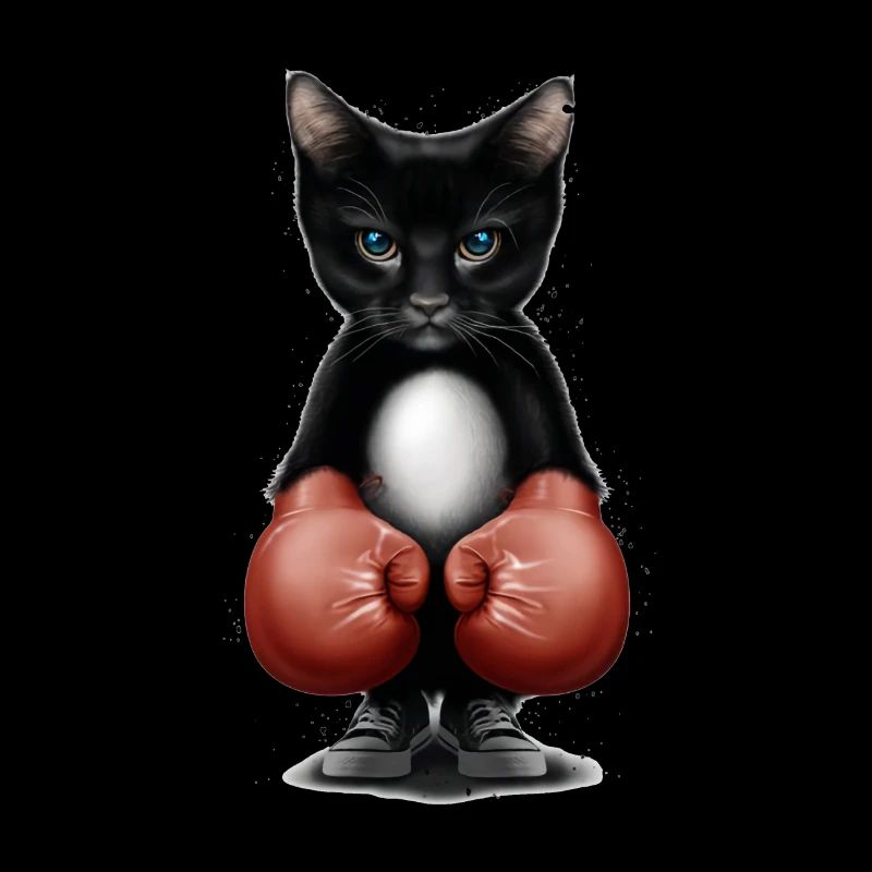 Piccolo gatto con adorabili guantoni da boxe