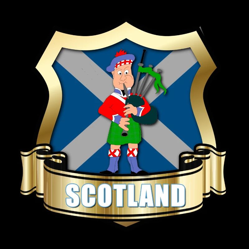 Drapeau de l'Écosse avec bouclier d'or et piper