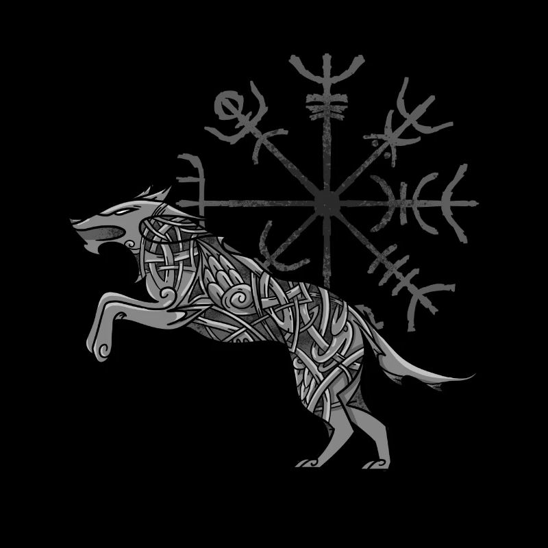 Wikinger Wolf Keltische Knoten Runen Kompass