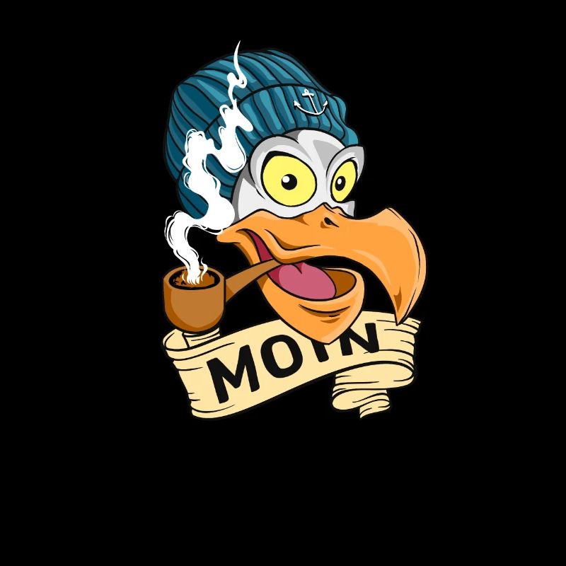 Möwe mit Pfeife und Beanie - Moin