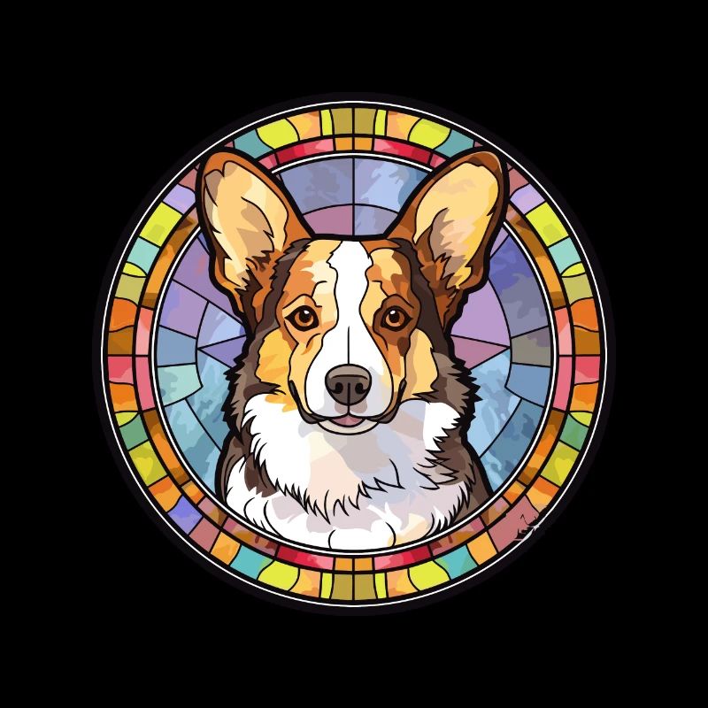 Strickjacke Welsh Corgi Hunderasse Buntglas Farbe