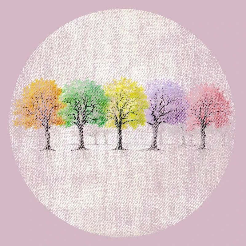 Bunte Bäume retro bunt